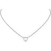 925 Sterling Silver Pendant Necklaces for Women, Heart/Round Birthstone Necklaces Birthday Jewelry for Mother Wife Daughter (with Gift Box)