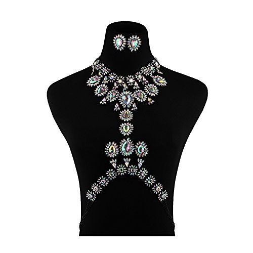 Crystal Rhinestone Body Chain with Earrings Set Women Novelty Necklace 1 PC with Holylove Gift Box - BN201713Crystal - Thumbnail 7