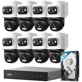 eufy Security Camera System E50, 4K Dual-Lens, Bullet-PTZ 2 in1,Cross-Cam Auto Tracking, 24/7 Revording with PoE Wired, No Subscription (8-Cam Kit,2TB HDD)