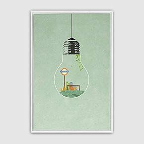 Framed Bottle and Bulb Home Artwork for Living Room Bedroom
