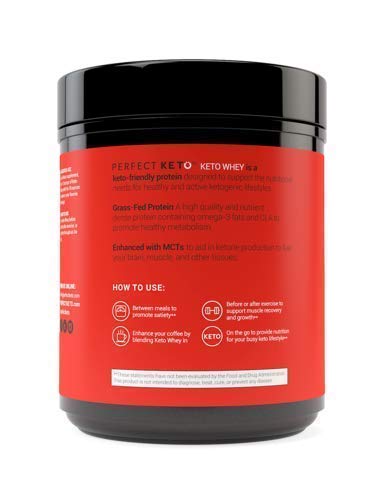 Pure Chocolate Whey Protein Powder Isolate by Perfect Keto | Delicious 100% Grass Fed Whey | All Natural | No Artificials, Gluten Free, Soy Free, Non-GMO