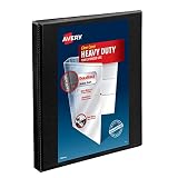 Avery Heavy-Duty Nonstick View Binder, 1/2 inch Slant Rings, 120-Sheet Capacity, DuraHinge, Black (05233)