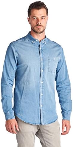 Zeta Wear Men's Stretched Button Down Cotton Slim Fit Denim Shirt