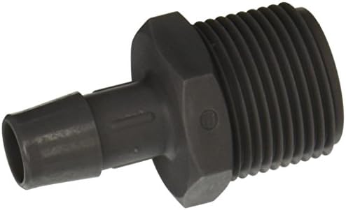 Eldon James A12-8PVDF Gray Kynar Adapter Fitting, 3/4-14 NPT to 1/2" Hose Barb (Pack of 10)