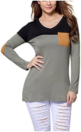 Golaiby Womens Color Block Striped Long Sleeve Tunic Shirt Blouse Tops (Small, Grey)