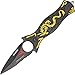 TAC Force TF-707 Series Assisted Opening Folding Knife, Black Half-Serrated Blade, Dragon Handle, 4-1/2-Inch Closed