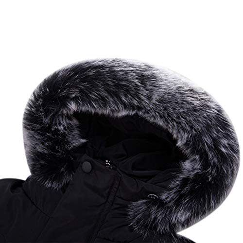 Baby Girl Boy Winter Coats, Thicken Fur Collar Hoodie Down Jacket Windproof Snowsuit Clothing 100 Black - Thumbnail 4