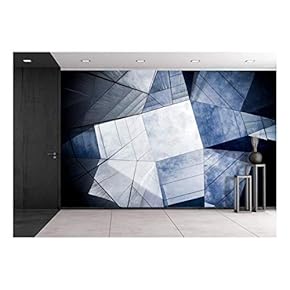 Reflection of Sky and Clouds on Architecture with Glass Wall - Removable Wall Mural | Self-Adhesive Large Wallpaper - 66x96 inches