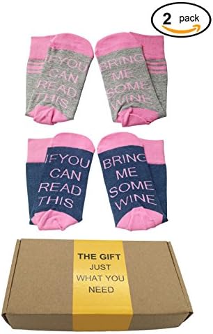 Sungrace Unisex IF You Can Read This Please Bring Me Some Wine Socks(2 Pairs,Pink)