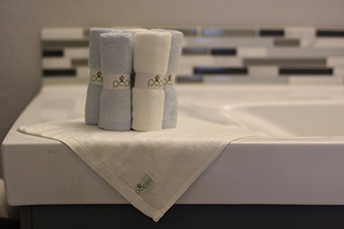 Pupiki Baby Washcloth Set: Ultra-Soft 6-Pack 100% Organic Bamboo Baby Washcloths/ Hypoallergenic, Reusable, Extra-Absorbent 10”X10” Infant Wipes for Boys & Girls/Great Baby Shower Gift / White & Blue - Thumbnail 5