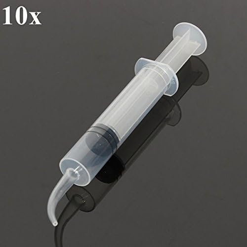 10pcs 12mL Disposable Curved Tip Syringe Injector For Dental