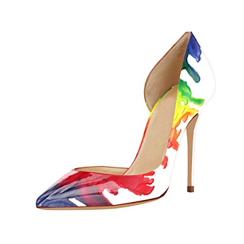Guoar womens Multicolor Heat girl Pointed Toe HighHeels