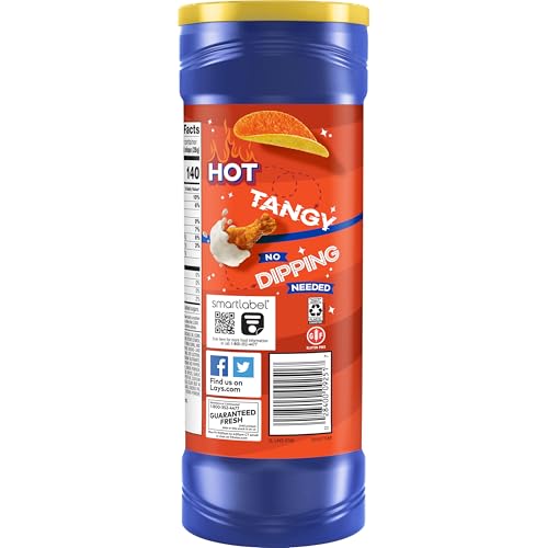 LAY’S STAX POTATO CRISPS CHIPS, BUFFALO RANCH, GLUTEN FREE, 5.5 OZ CANISTER PACK