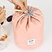 HJSMing Bathroom Folding Bag Travel Barrel Toiletry Bag Large Capacity Storage Organizer Travel Portable Cosmetic Bag Bucket Makeup Bag with Pouch (Pink)