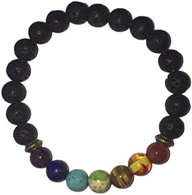 Essential Oil Diffuser Aromatherapy Bracelet For Men Women Kids 7 Chakra Lava Stone Charm For Yoga Holistic Meditation Healing Stress & Anxiety With Elegant Velvet Gift Bag