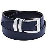 Reversible Belt Bonded Leather Removable Silver-Tone Buckle NAVY BLUE / Black