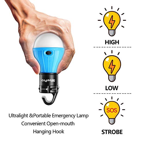 WeePro Backpacking Tent Lamp Hanging Lantern and Lights for Camping Hiking Fishing Power Outages Emergency, 4-Pack
