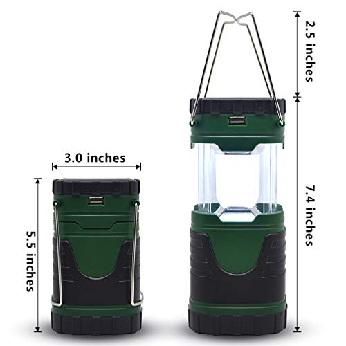 ZUYE Camping Lantern,Rechargeable Camp Light Solar LED Battery Powered 3 Charging Modes Camping Lamp Camping Lights Accessories Survival Kit Camping Emergency Hurrican, Outage (Green) (1Green) - Thumbnail 4