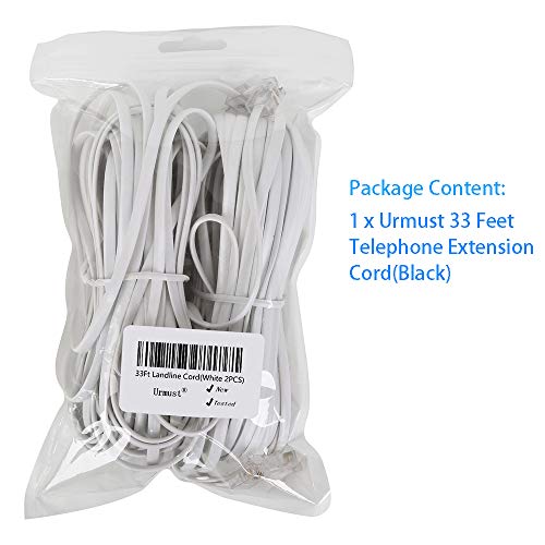 Telephone Landline Cord Phone Cord(10M 32Ft) Telephone Line Extension Cord Cable Wire Male to Male RJ11 6P4C Plug Landline Telephone Fax Machine (2 Pack,White) - Thumbnail 4
