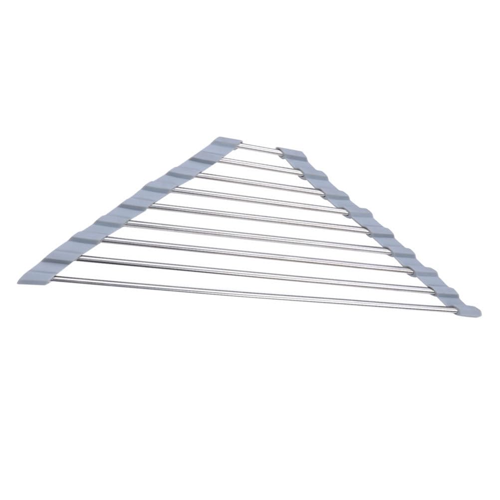 Angoily Sink Drain Rack Triangle over Sink Mat Dish Bowl Dish Drying Rack Roll Up Sink Corner Drainer Multi Sink Drying Holder 40. 5x22. 7cm
