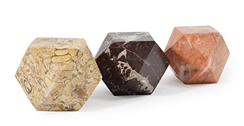 Set of 3 Diamond Cut Himalayan Marble Paperweights - By Fossil Gift Shop