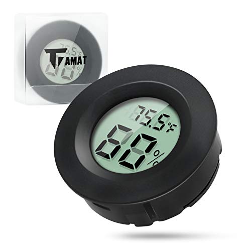 Digital Instant Read Thermometer Hygrometer, TIAMAT Indoor Temperature Humidity Meter Detector, Electronic Thermometer For Kitchen, Indoor Garden, Cellar, Fridge, Closet - Black