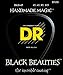 DR Strings Black Beauties BKB-45 Coated Black Bass Guitar Strings – Medium Gauge, Medium Scale