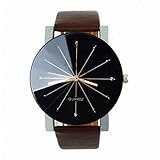 Sandistore 1PC Men Quartz Dial Clock Leather Wrist Watch Round Case (Coffee)