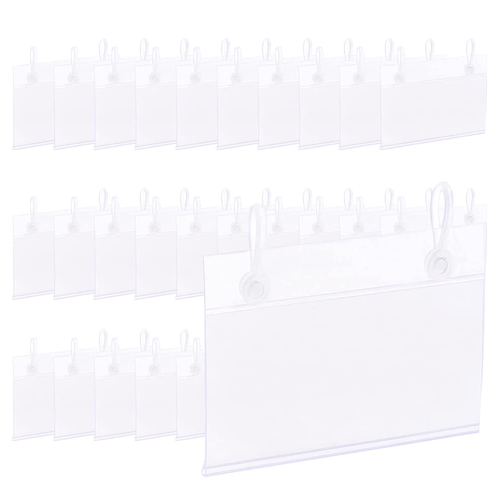 WYAN 60Pcs Plastic Price Tag,Merchandise Sign Display Holder,Plastic Wire Rack Label Holder for Wire Shelf Retail Prices(with 120Pcs Hanging Buckle)