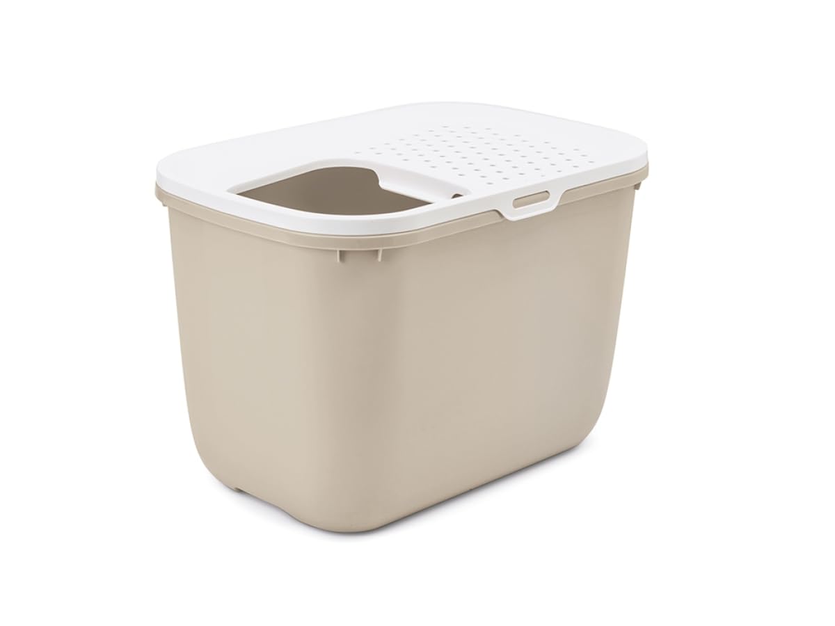 Savic cat litter tray Hop In - beige - top entry - anti-tracking - contemporary design - 58.5x39x39.5 cm