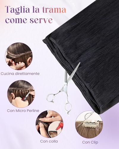 LaaVoo 60cm Real Hair Extensions Black Jet Weft 120g Light Remy Light Weight Length Daily Use #1