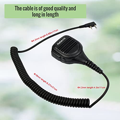 Retevis Walkie Talkie Remote Speaker Microphone 2 Pins Compatible with Walkie Talkie RT24 RT5R RT27 RT28 RT617 Baofeng UV-5R UV-5RE UV-82 BF-888S Kenwood TYT Walkie Talkies (1 Pcs)