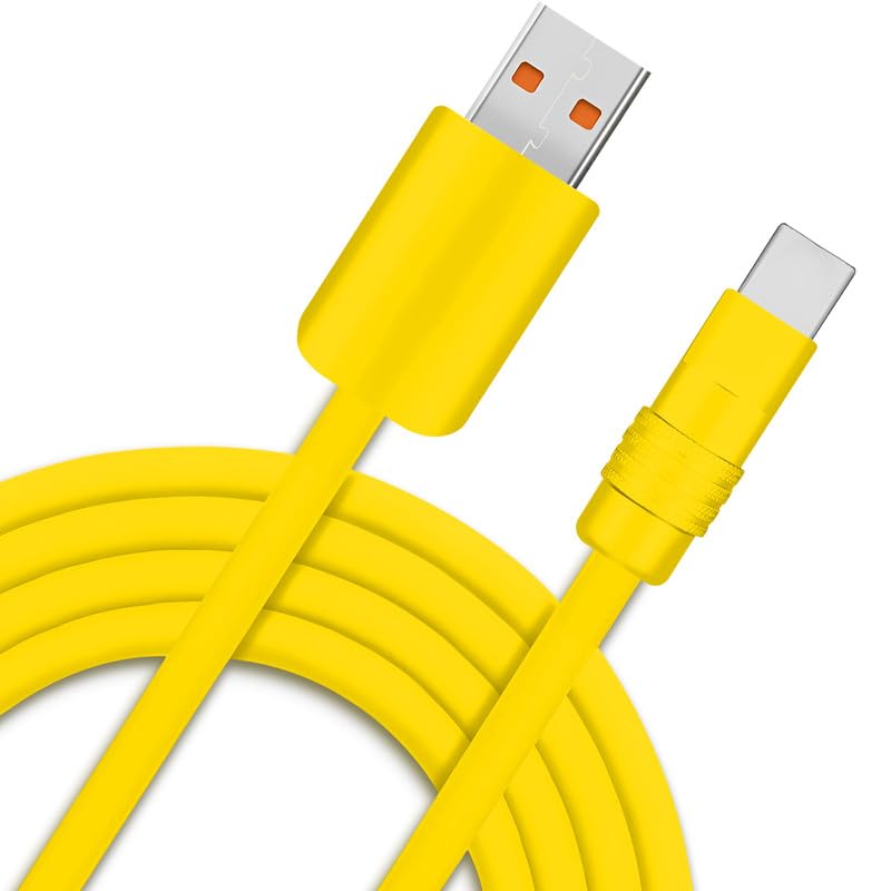 Photo 1 of Chubby 2.0 240W USB C Cable Durable Fast Charging Cable Ultra-Thick Silicone Charger Cord Compatible with iPhone 15/16 Series, Samsung Galaxy, Yellow+Yellow, USB-A to Type-C, 9.8 FT