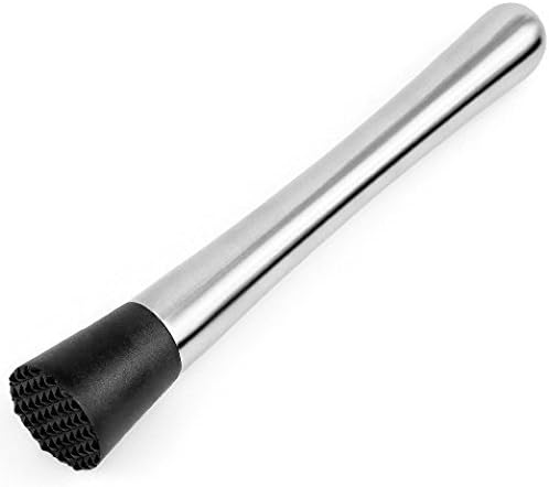 Cocktail Muddler - Stainless Steel - Grooved Nylon Head - Lifetime Guarantee - Create Delicious Refreshing Cocktails