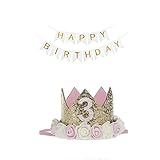 3rd Birthday Hat Princess Tiara Crown Baby Girl Headband with a Happy Birthday Banner