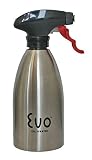 Evo Oil Sprayer Bottle, Non-Aerosol for Olive Oil and Cooking Oils, Stainless Steel, 16-ounce Capacity