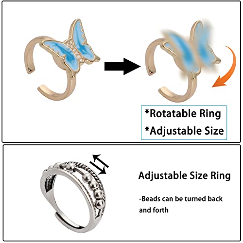 Fidget Rings, 3 Pack Anxiety Rings Spinner for Kids Women Gifts for Birthday Party Favor Easter Basket Stuffer Christmas Stocking