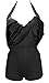 COCOSHIP Black Striated & White Balancing Act Splicing Vintage Sailor Pin Up Swimsuit One Piece Skirtini Cover Up Beachwear XXXXL(US18)