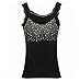 Edtoy Women's Rhinestone Sequin Lace Tanks Tops Basic Camis Sling Camisole Cami Sleeveless Shirt (Black)