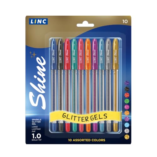 Shine glitter gel pen 10 pk - Assorted