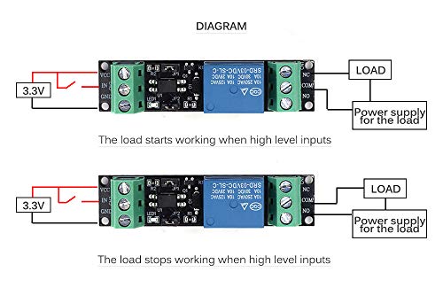 Icstation 3V 1 Channel Relay Power Switch Module with Optocoupler Opto Isolation High Level Trigger for IOT ESP8266 Development Board (Pack of 5) - Thumbnail 4