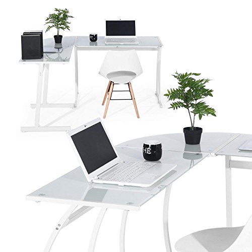 Corner Glass Desk Pilot Small Glass Corner Desk PT004 SCF Amazon.co