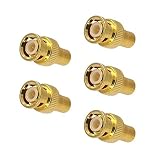 VCE (5-Pack) Gold-Plated RCA Female Plug to BNC Male Jack Adapters Coaxial Connector for CCTV Security Camera Adapter