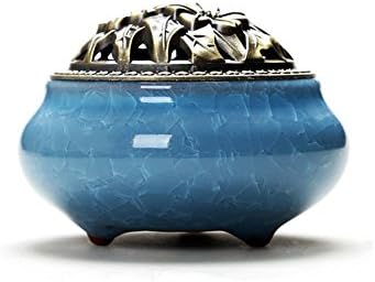 Ceramic Incense Burner Holder - Antique Style Ge Kiln Ice-Patterned Porcelain Decorated Censer-Light Blue