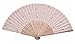 Hand Fan Bamboo White Flower Printed Folding Fan Cotton For Party Wedding Gift White Flower