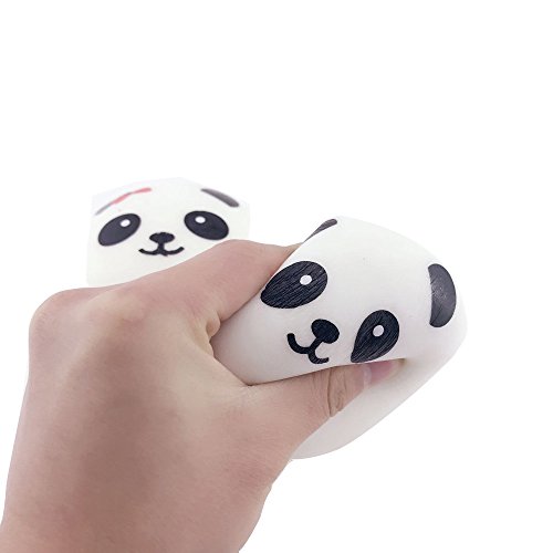 Chezaa 1PCS Cute 3.9'' Panda Buns Bread Charms Key/Bag/Cell Phone Straps Stress Relief Toy Squeeze Toys (White)
