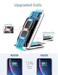 Seneo Cargador inalámbrico, elegante soporte de carga inalámbrico Qi 10W Cargador inalámbrico rápido para Galaxy S10   S10 +   S9 +   S9   Note 9 8 5, Compatible con iPhone Xs   Xs Max   XR   X   8 8 Plus, WaveStand 110 ( Sin adaptador de CA)