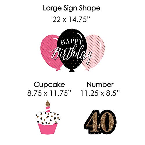 Chic-40th-Birthday-Pink-Black-and-Gold-Yard-Sign-Outdoor-Lawn-Decorations-Birthday-Party-Yard-Signs-Set-of-8