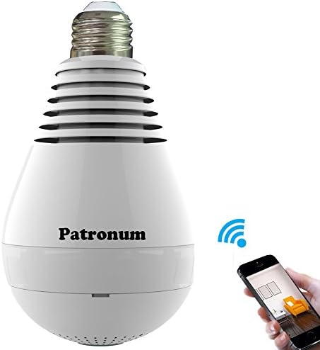 Patronum Wireless Bulb Camera 360 Degree 960P Fish-eye For Home Security System,Motion Detection/Two Way Talking(White)