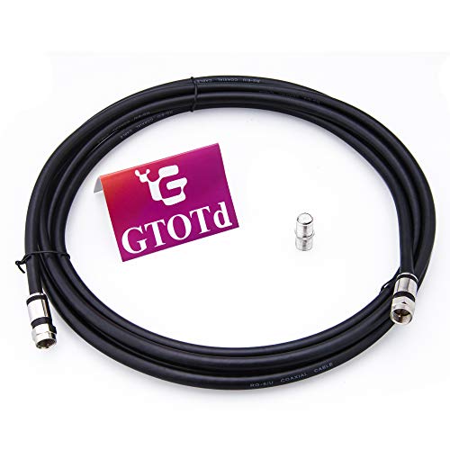 GTOTd Coaxial Cable (8 Feet) with RG6 Coax Cable Connector (and F-Type Cable Extension Adapter) Black Coax Satellite TV 75 Ohm Cable - Thumbnail 5